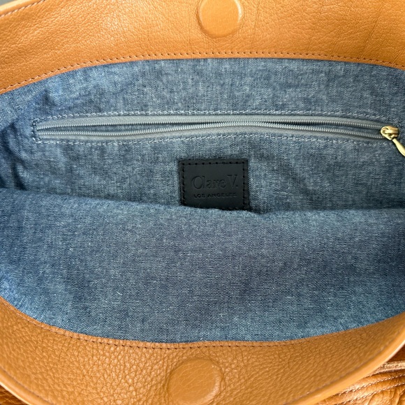 Clare V. Veronique Crossbody Tote Bag Tan Pebble Leather - Picture 13 of 15